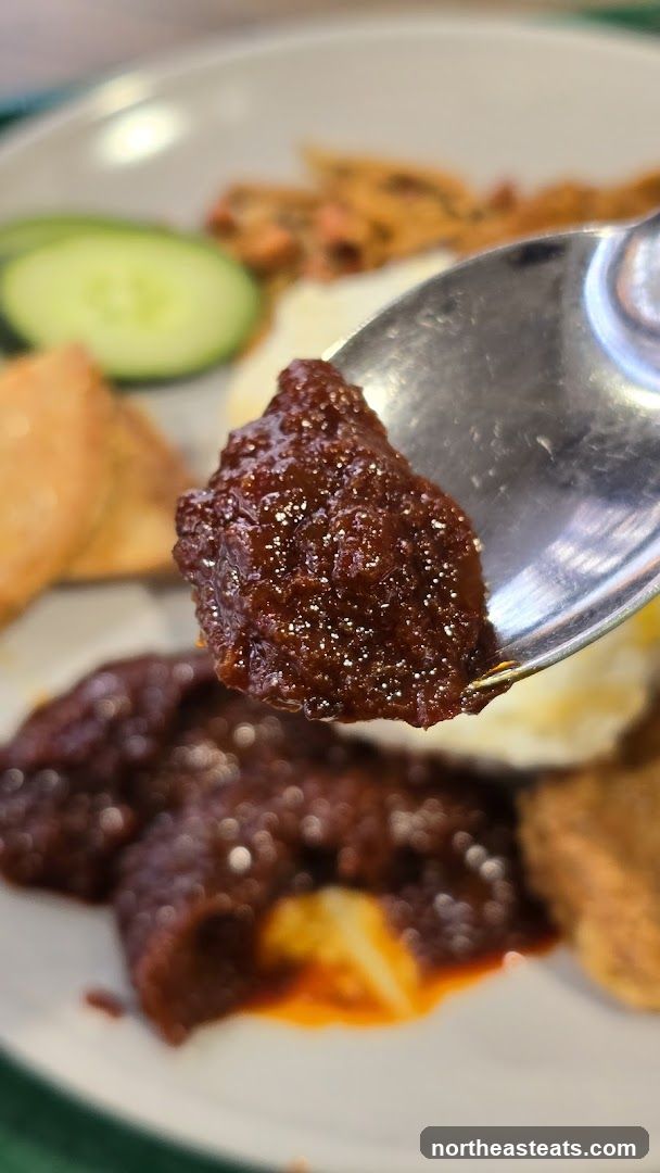 Close-up of Sambal on a Spoon