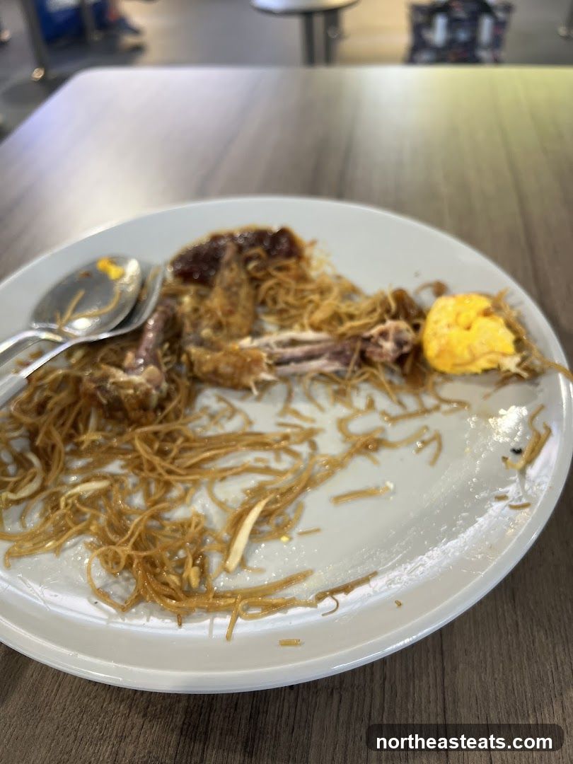 Leftover Noodles and Egg on Plate