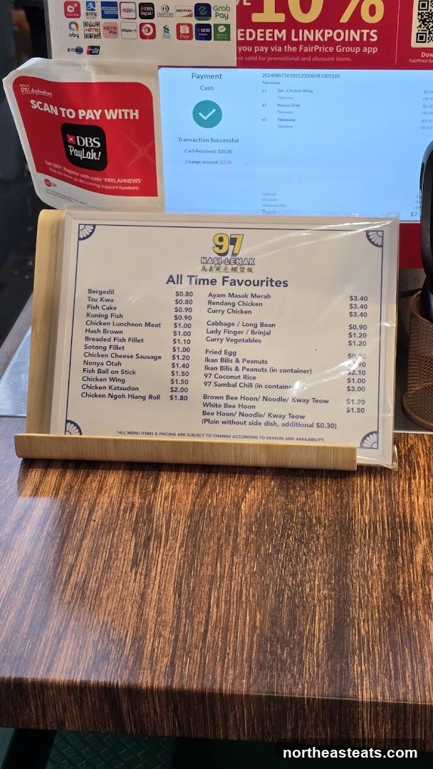 Nasi Lemak Menu