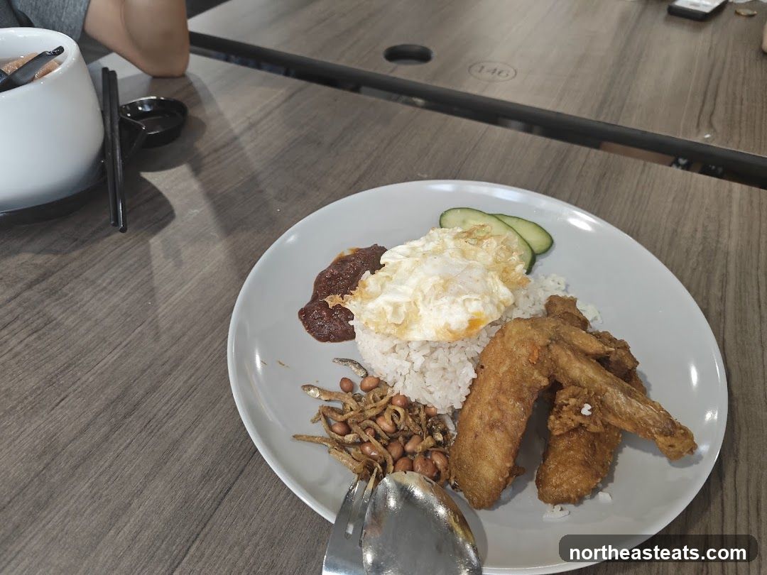 Nasi Lemak with Fried Chicken Wings