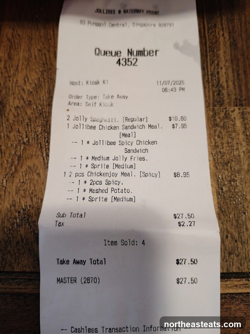 JOLLIBEE WATERWAY POINT Receipt