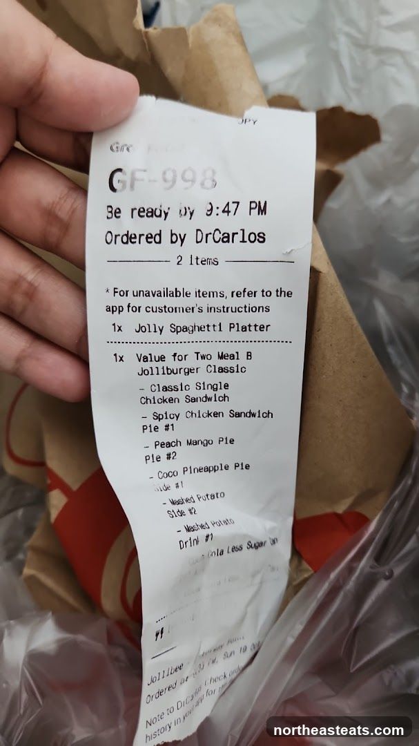 Jollibee Receipt