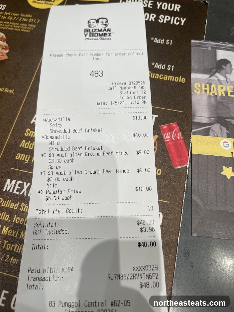 Guzman Y Gomez Receipt