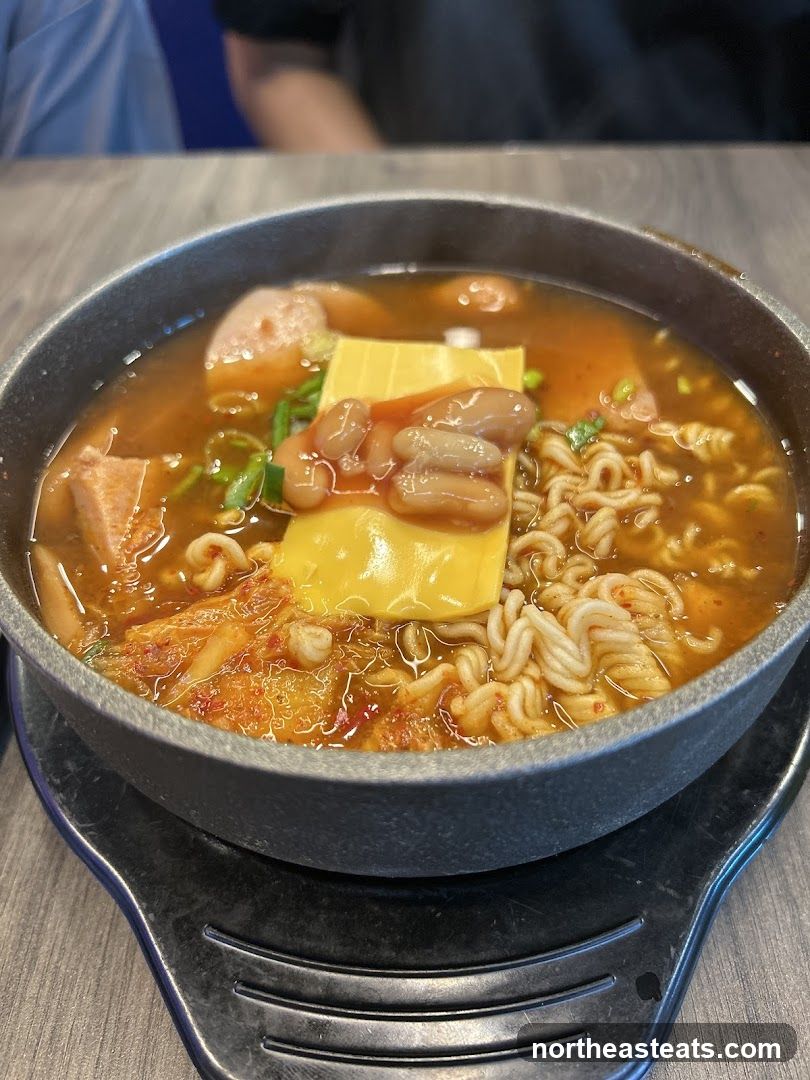 Kimchi Ramen with Cheese and Sausage