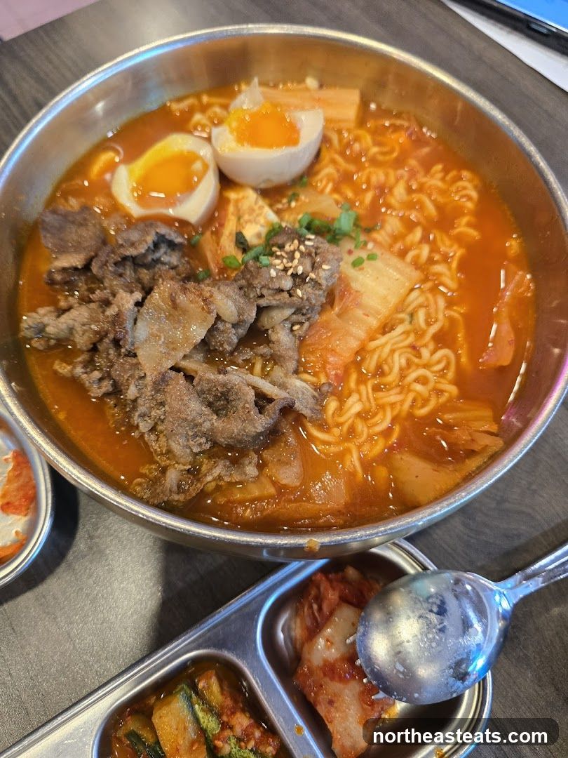 Spicy Noodle Soup with Beef and Kimchi