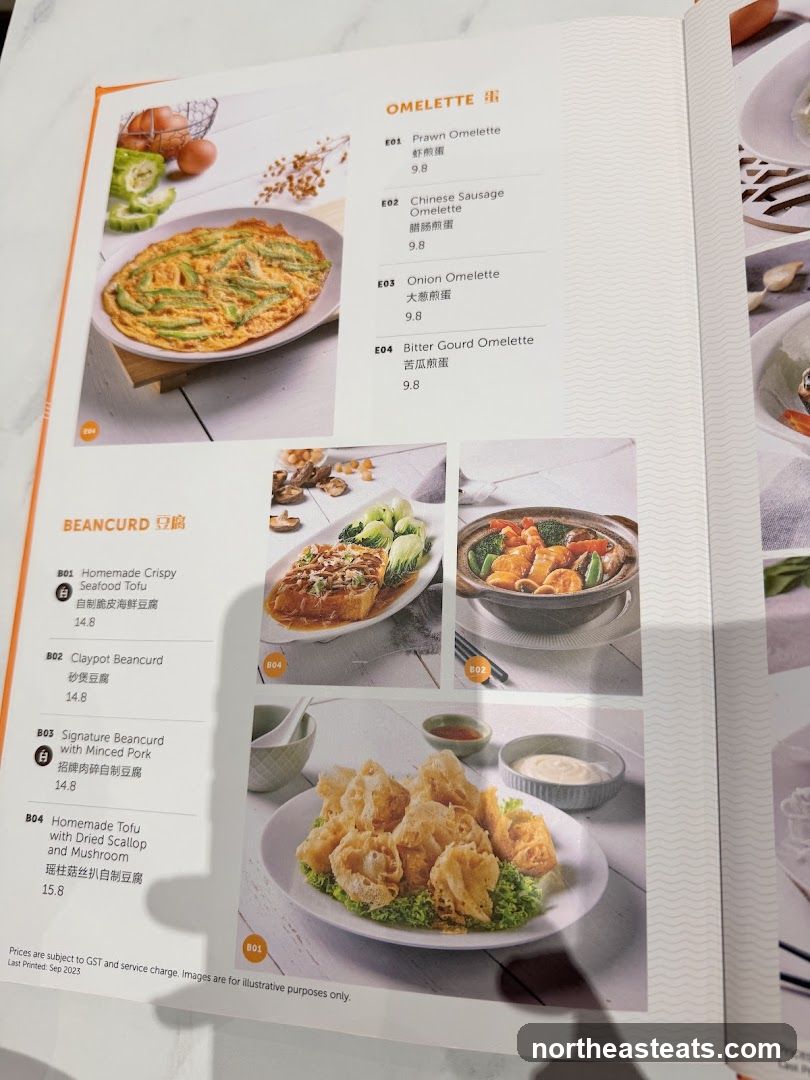 Omelette and Beancurd Menu