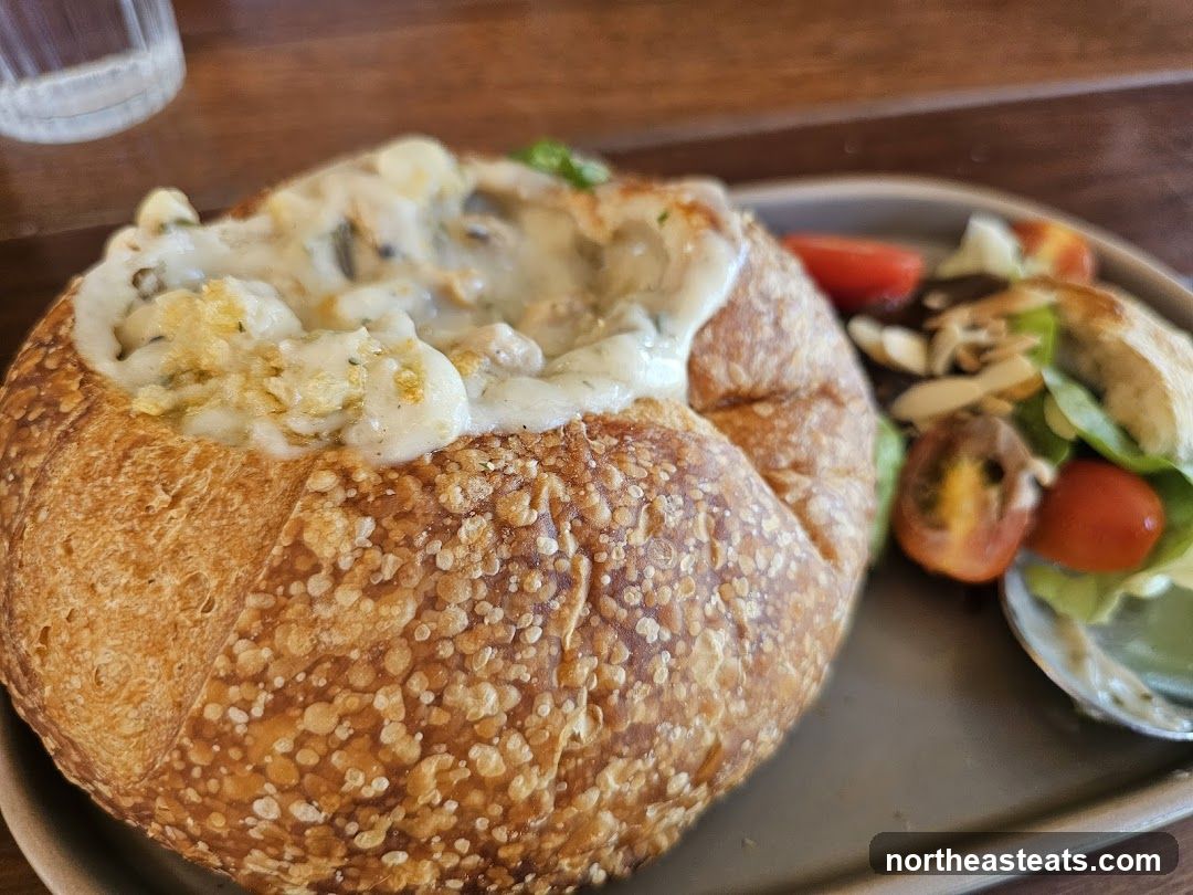 Bread Bowl with Filling and Salad