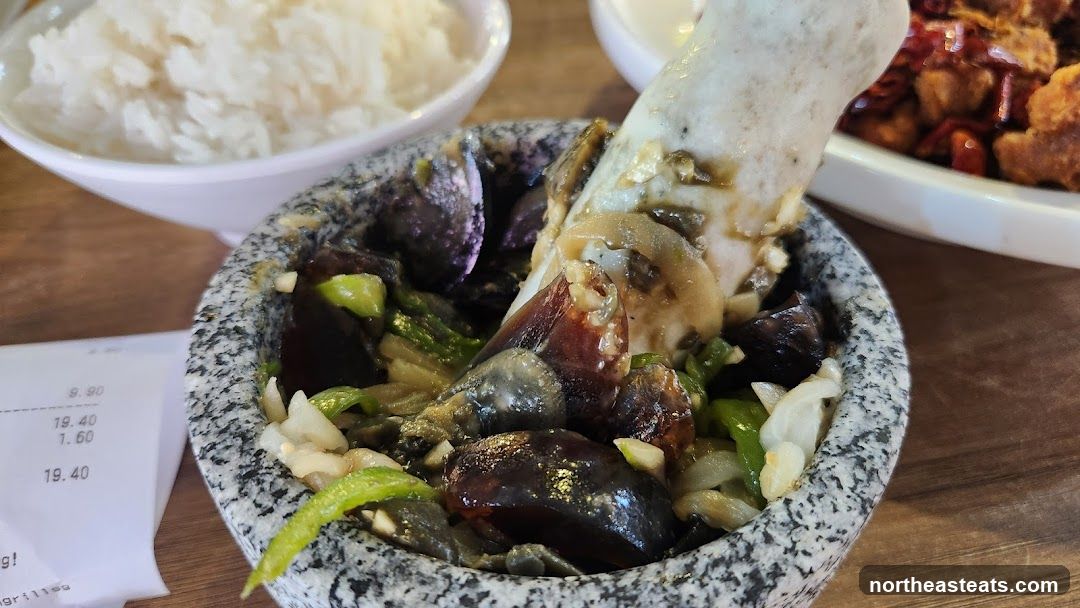 Mortar and Pestle Dish with Rice