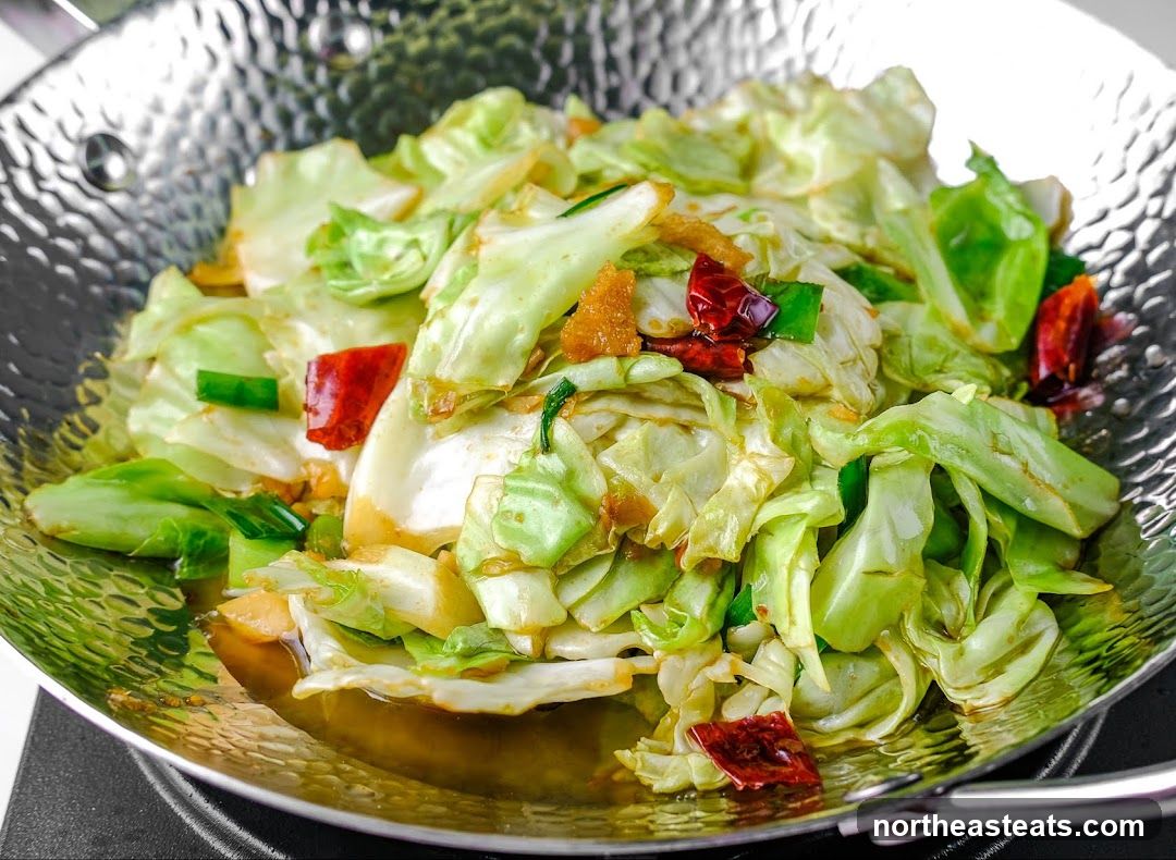 Stir-fried Cabbage with Dried Chilies