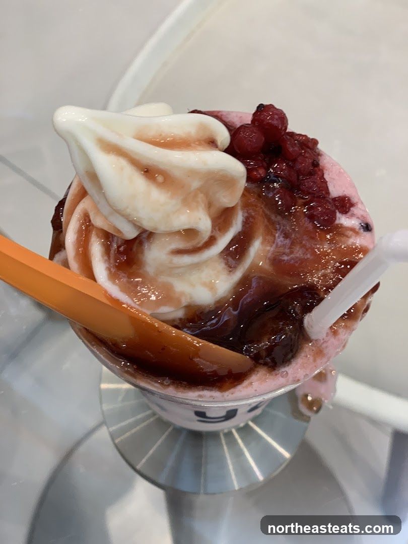 Dessert with Berries and Swirls