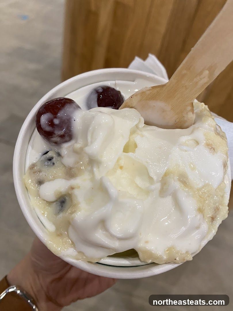 Dessert with fruit and spoon