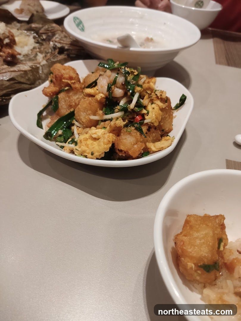 Fried Food with Scrambled Eggs and Shrimp