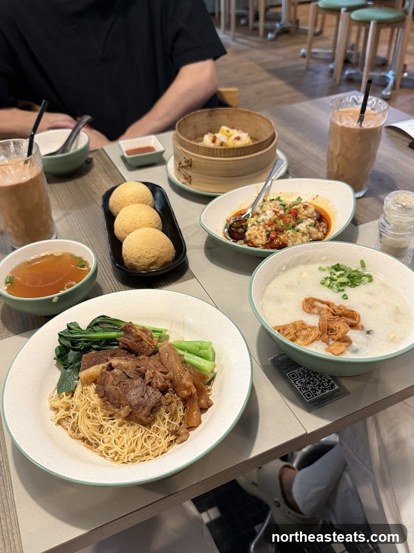 Table with various Asian dishes