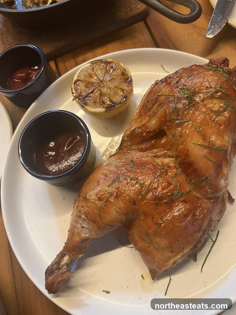 Roasted Chicken Leg with Lemon and Sauces