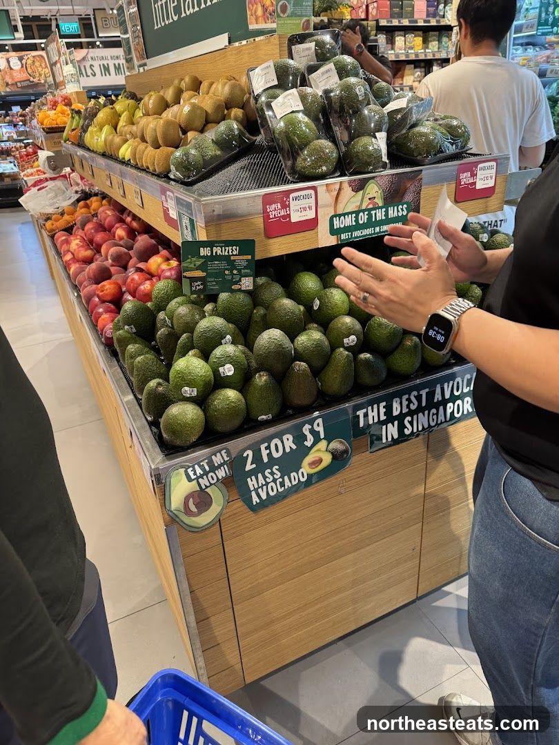Avocado display in a supermarket