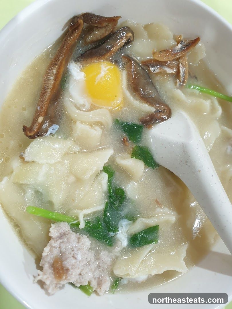 Noodle Soup with Egg and Mushrooms