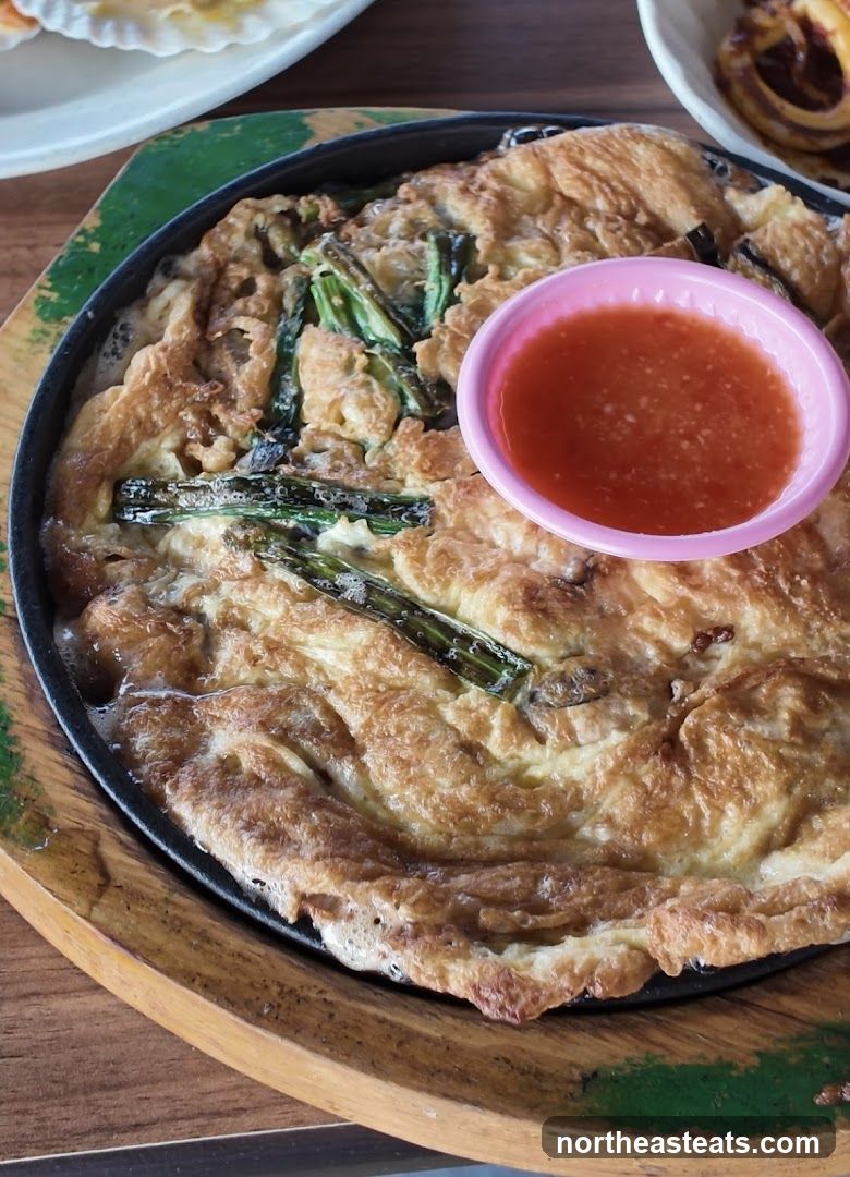 Omelet with Green Vegetables and Dipping Sauce