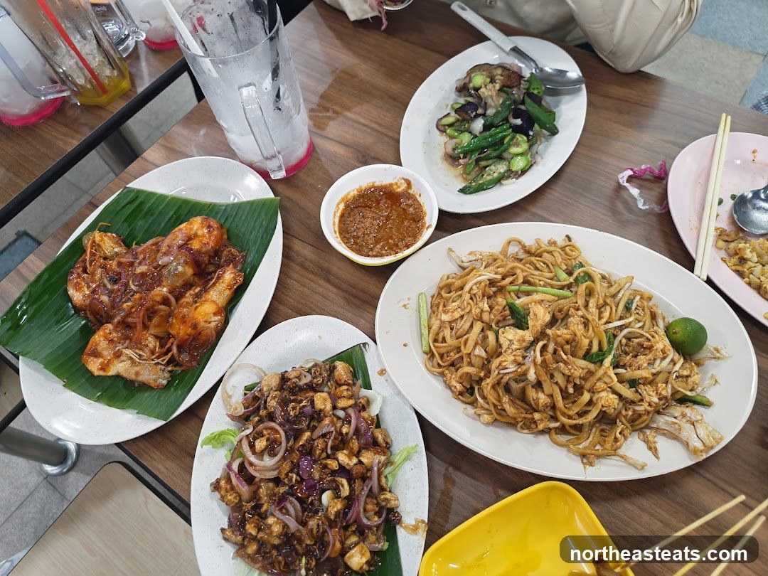 Table with food and drinks