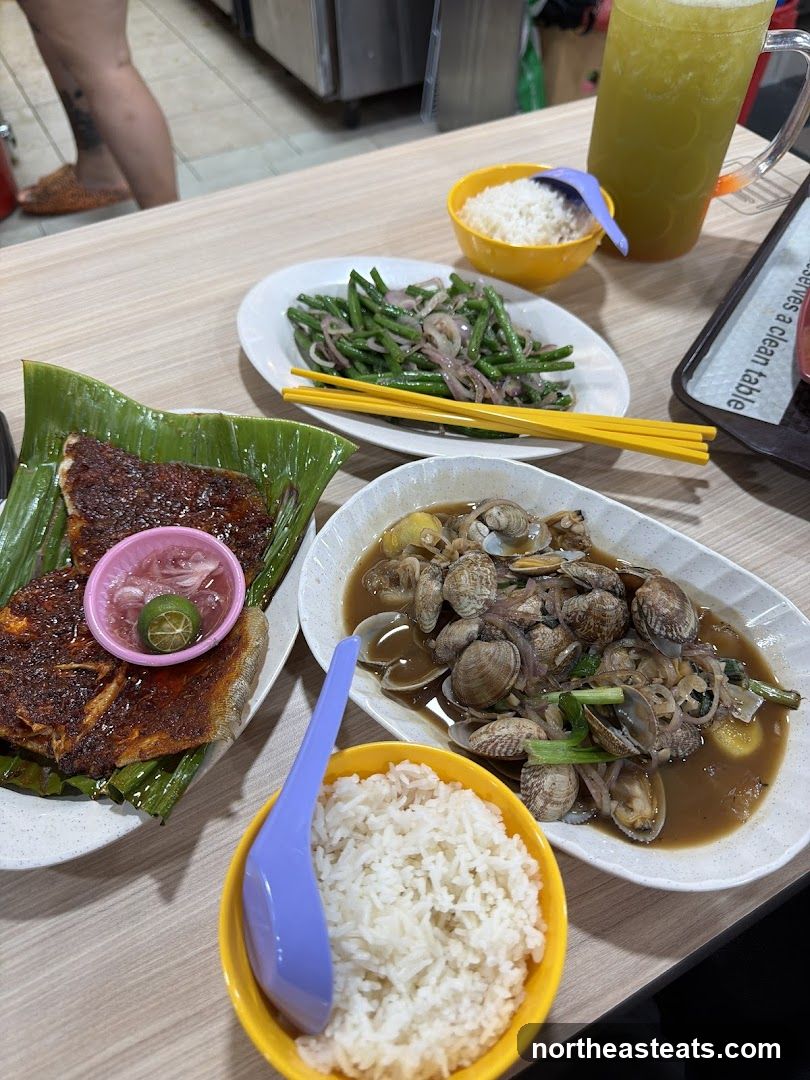 Seafood Meal with Rice and Drink