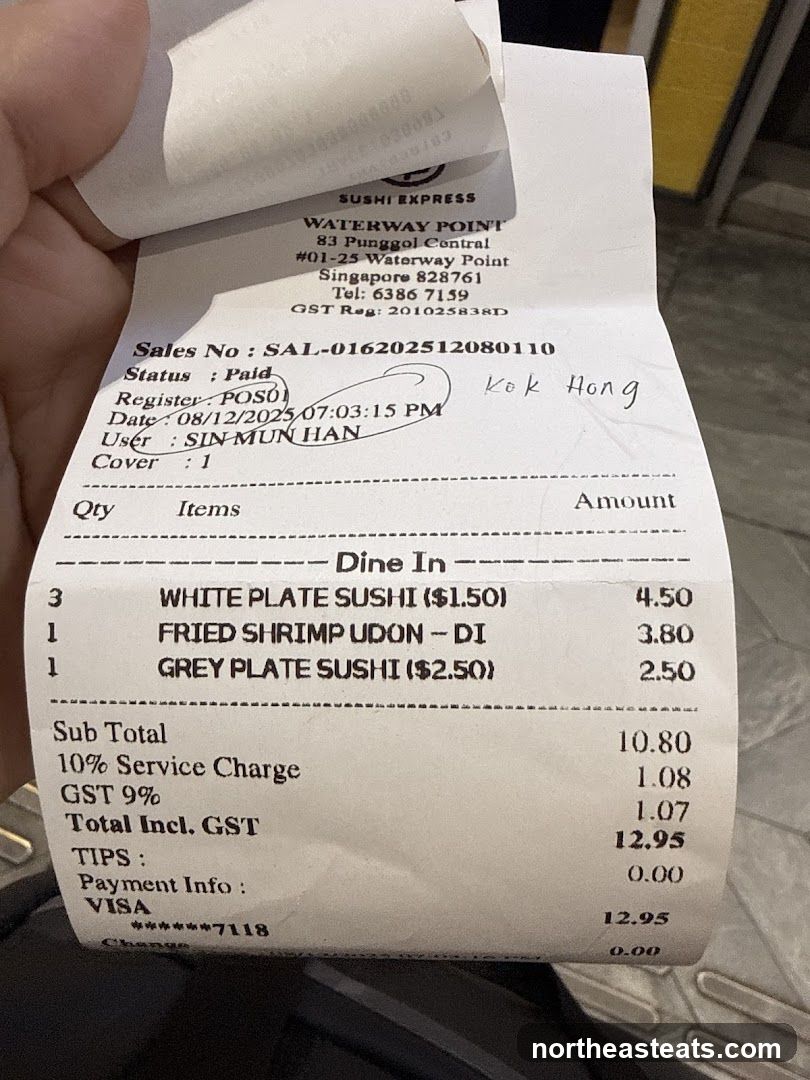 Receipt from Sushi Express