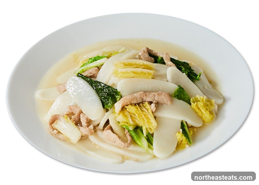 Stir-fried Rice Cakes with Pork and Cabbage