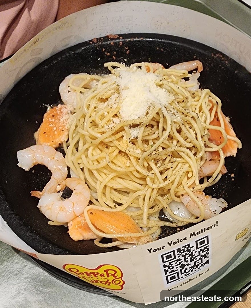 Spaghetti with Shrimp and Salmon