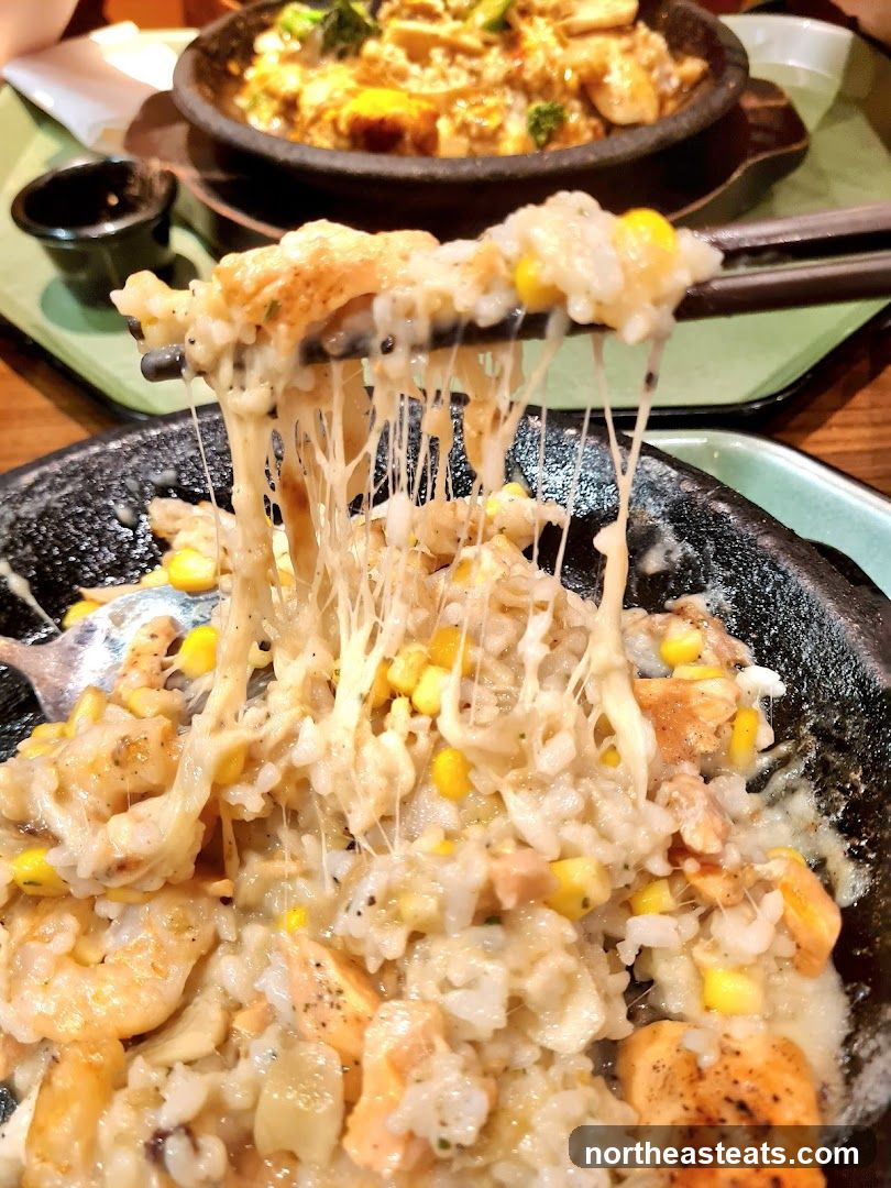 Cheesy Rice Dish with Salmon and Corn