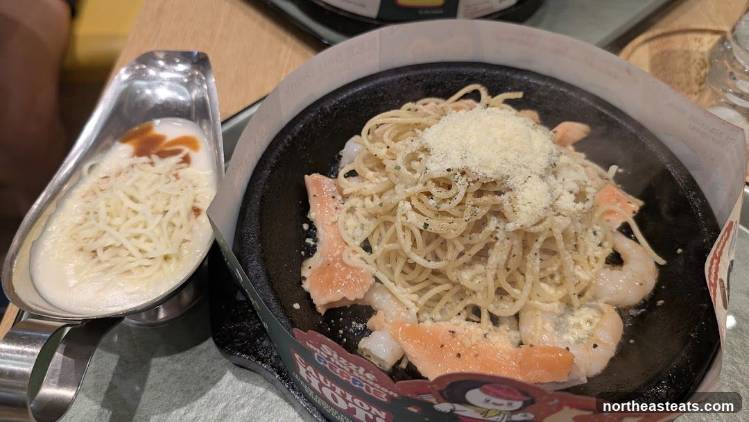 Sizzling Salmon and Shrimp Pasta