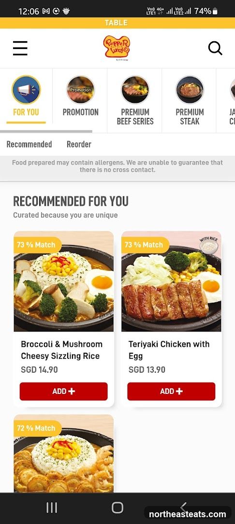 Pepper Lunch Recommended Menu