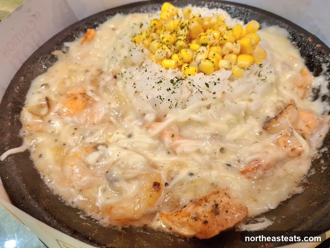 Cheesy Salmon and Shrimp Rice