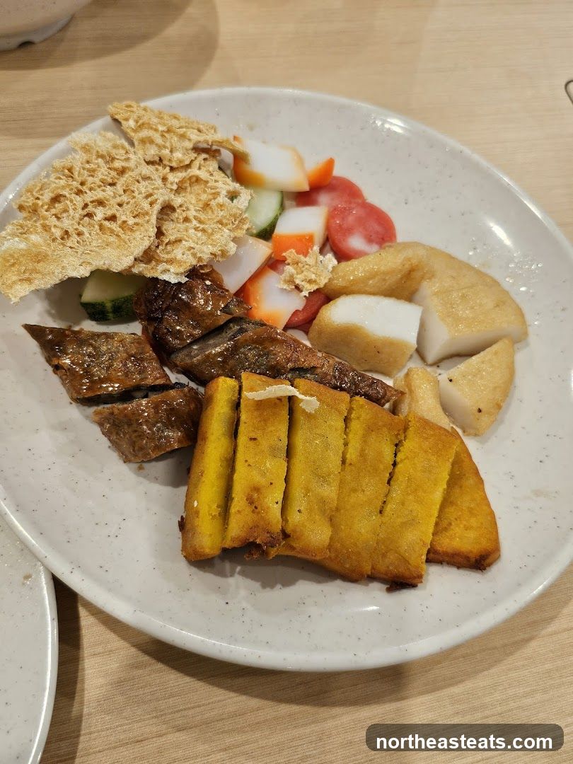 Plate of Assorted Fried and Cooked Foods