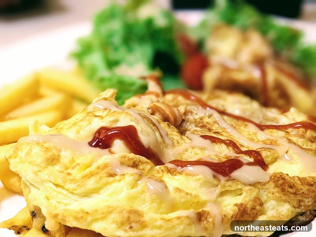 Omelette with Fries and Salad