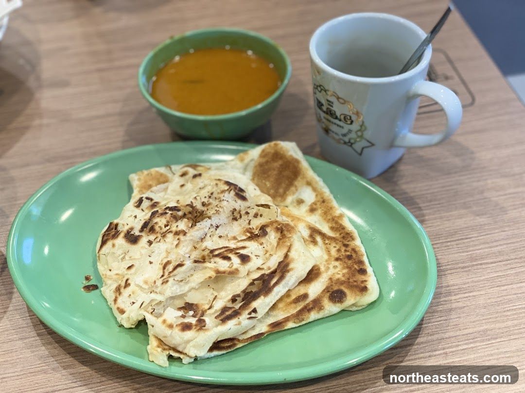 Roti Canai with Curry and Drink