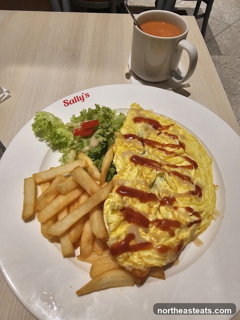 Omelette with Fries and Salad