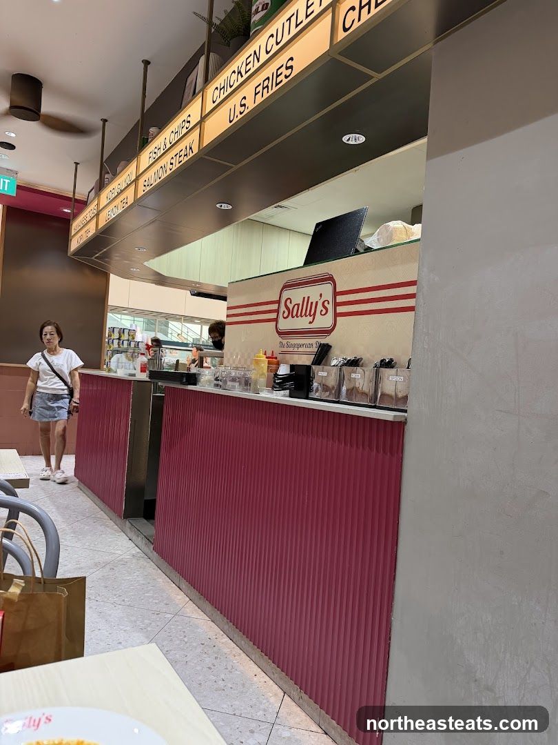Food counter with menu items