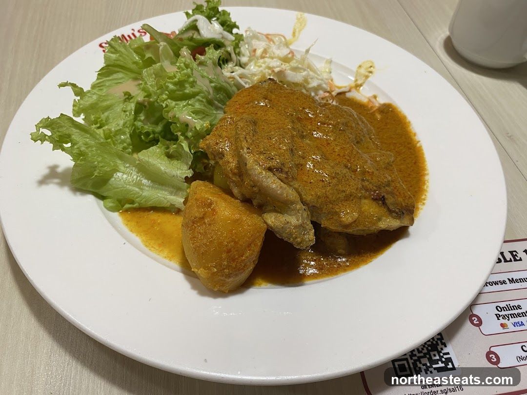 Curry Chicken with Potatoes and Salad