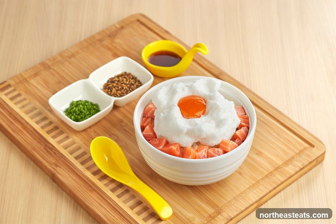 Salmon Donburi with Cloud Egg