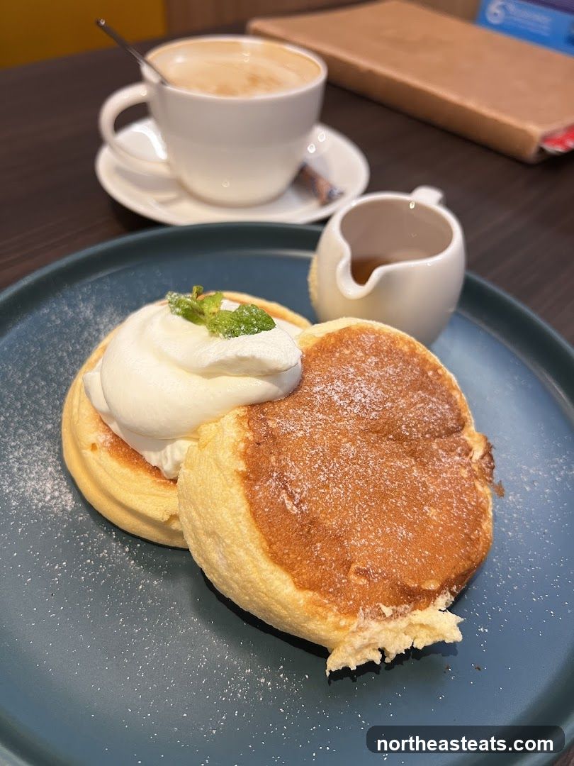 Fluffy Pancakes with Whipped Cream and Coffee