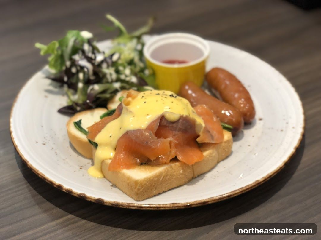 Salmon Benedict with Sausages