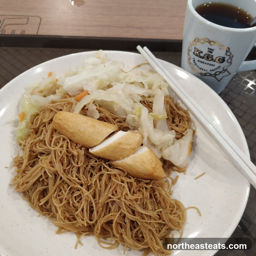Noodles with Fish Cakes and Coffee