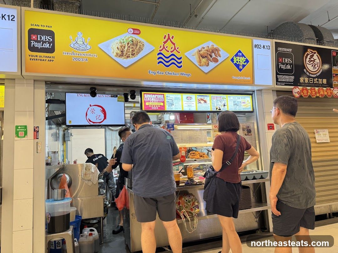 Food Stall with Menu and Customers