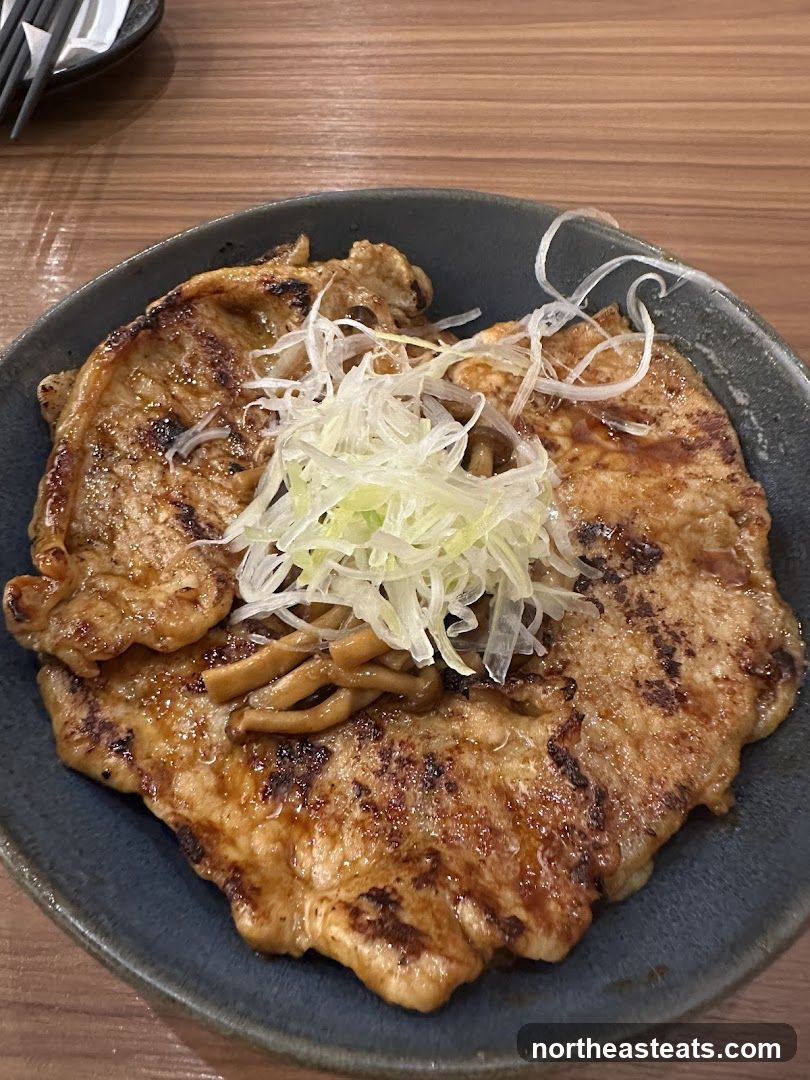 Grilled Pork with Scallions and Mushrooms