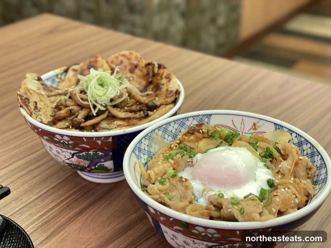 Two bowls of Japanese rice bowls