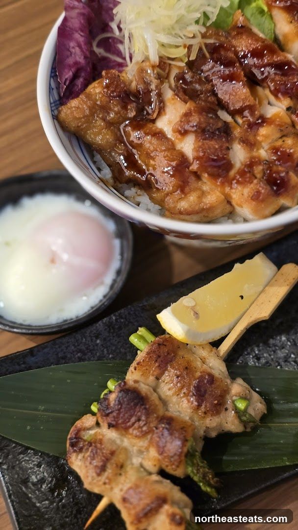 Teriyaki Chicken Bowl with Side Egg and Skewers