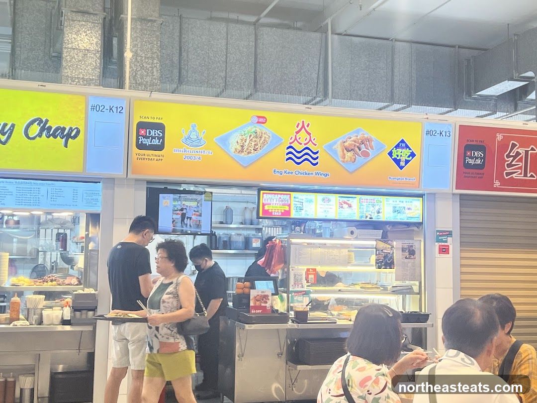 Food Stall with Menu and Customers