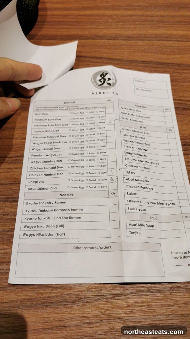 ABURI-EN Menu
