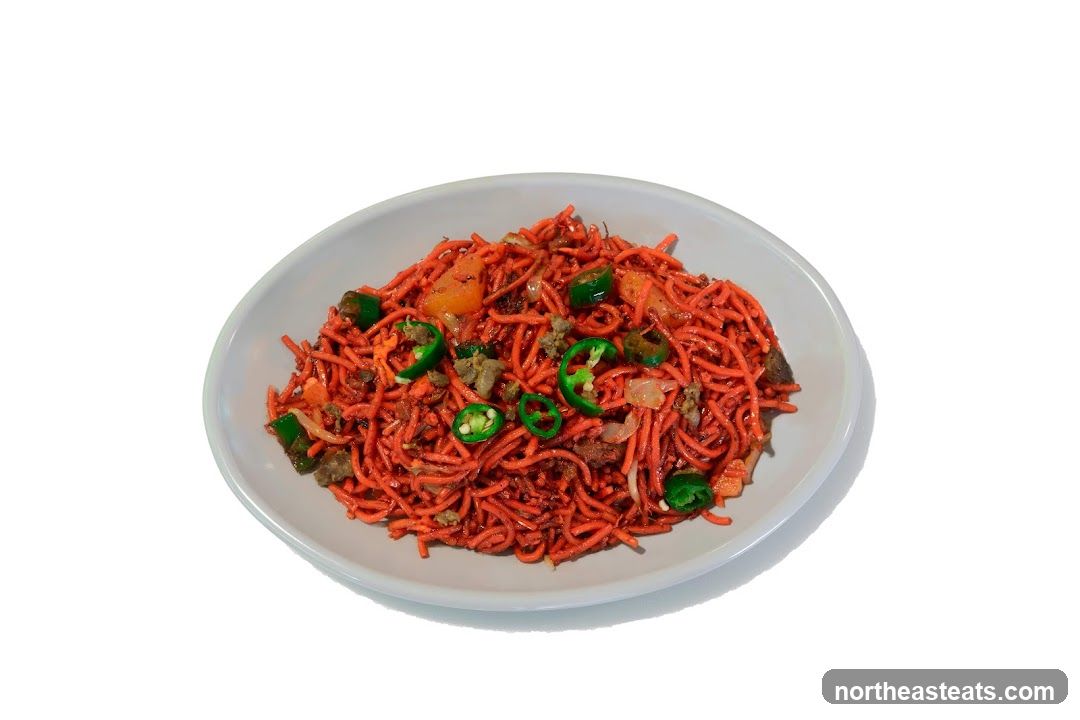 Spicy Noodles with Sliced Jalapenos