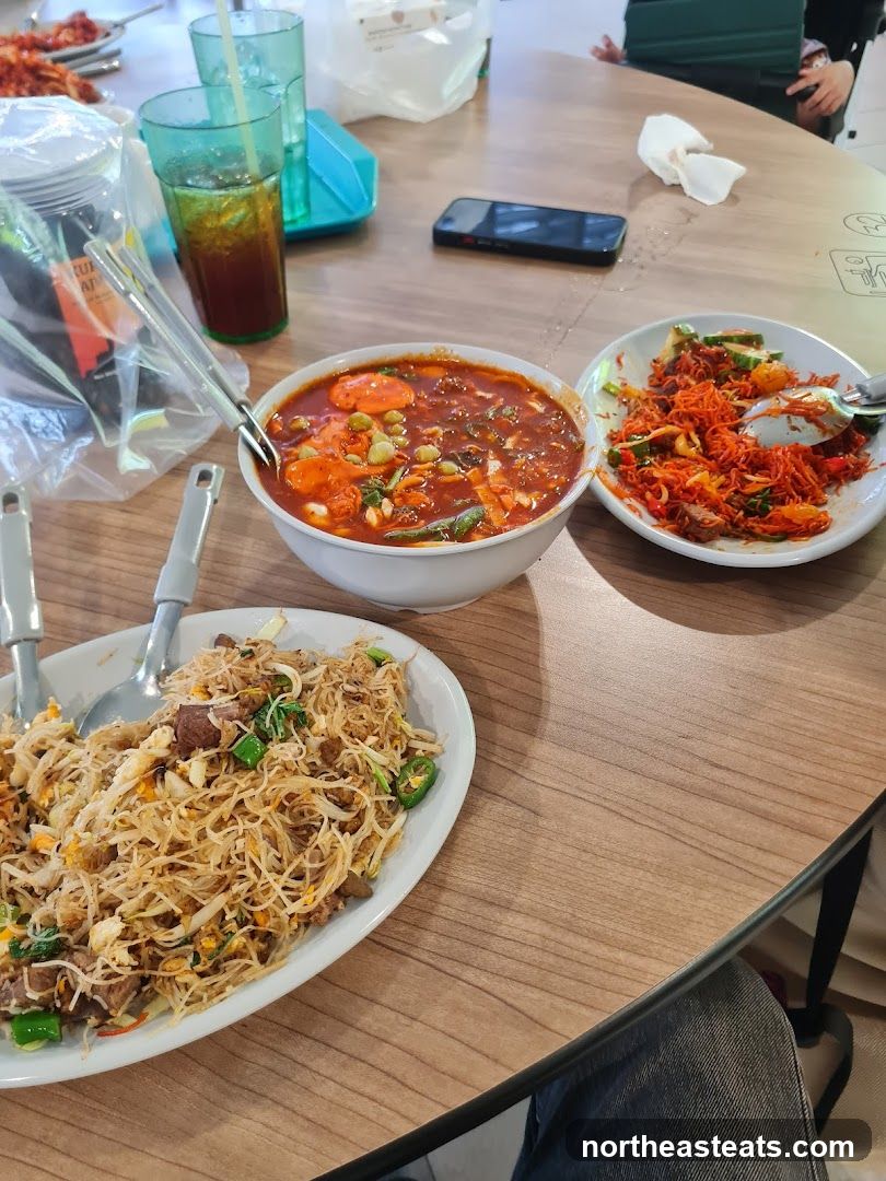 Table with food and drinks
