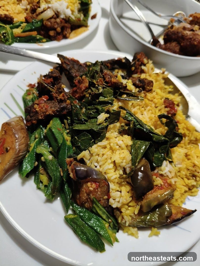 Plate of Rice with Meat and Vegetables