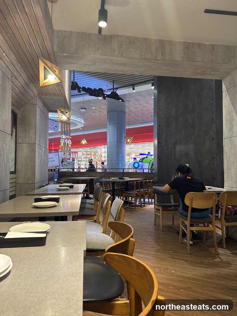 Restaurant Interior with View of Mall